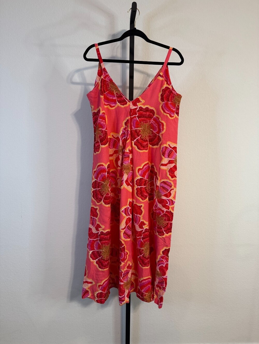 LOFT Textured Floral Linen Blend Sundress Spaghetti Strap Summer Sundress Sz 4